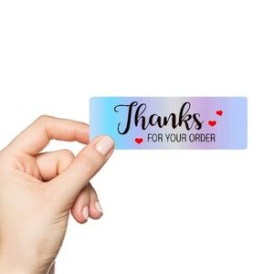 Thank You Sticker with Red Hearts